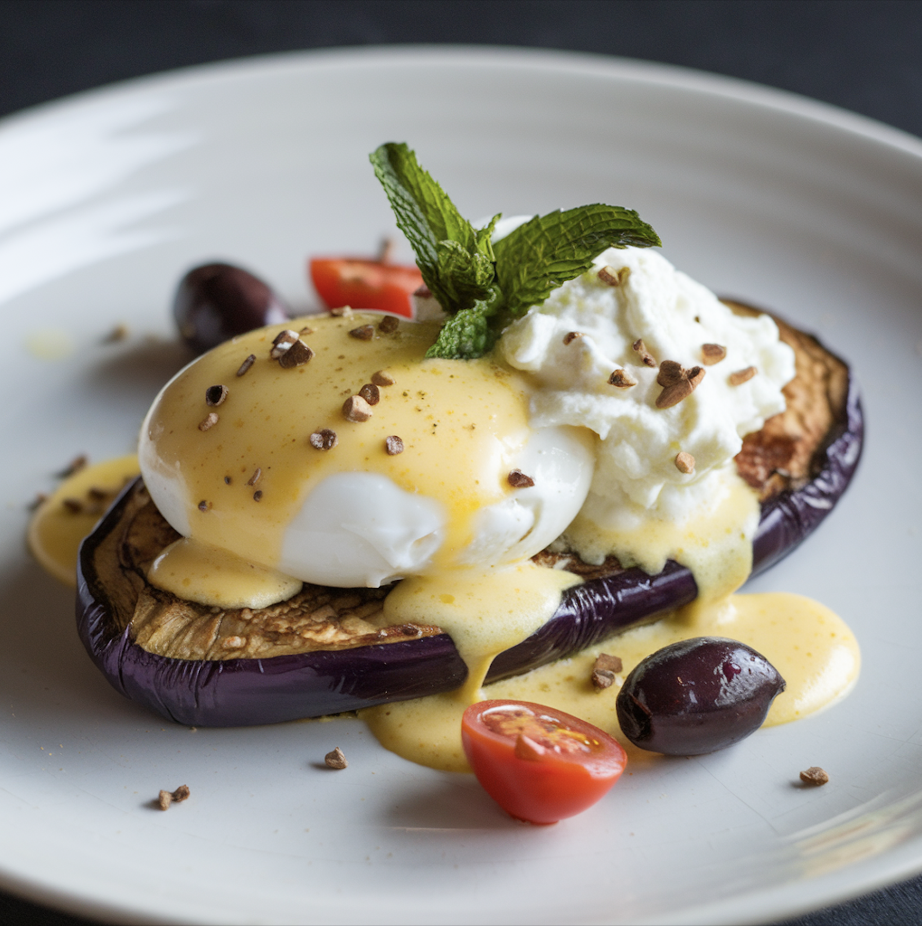 eggplant poached eggs 