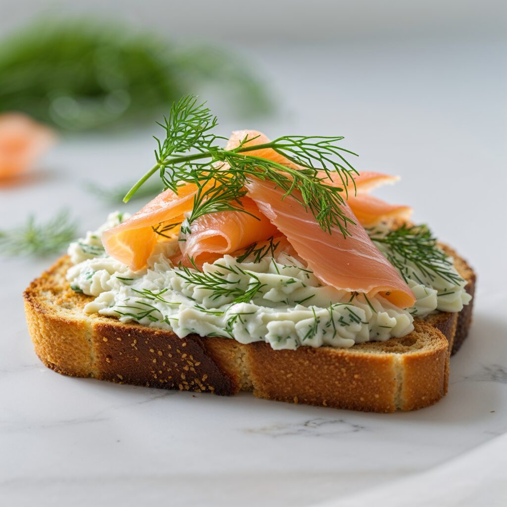 toast with smoked salmon dip